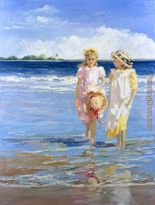 Wading by the Shore painting - Sally Swatland Wading by the Shore art painting
